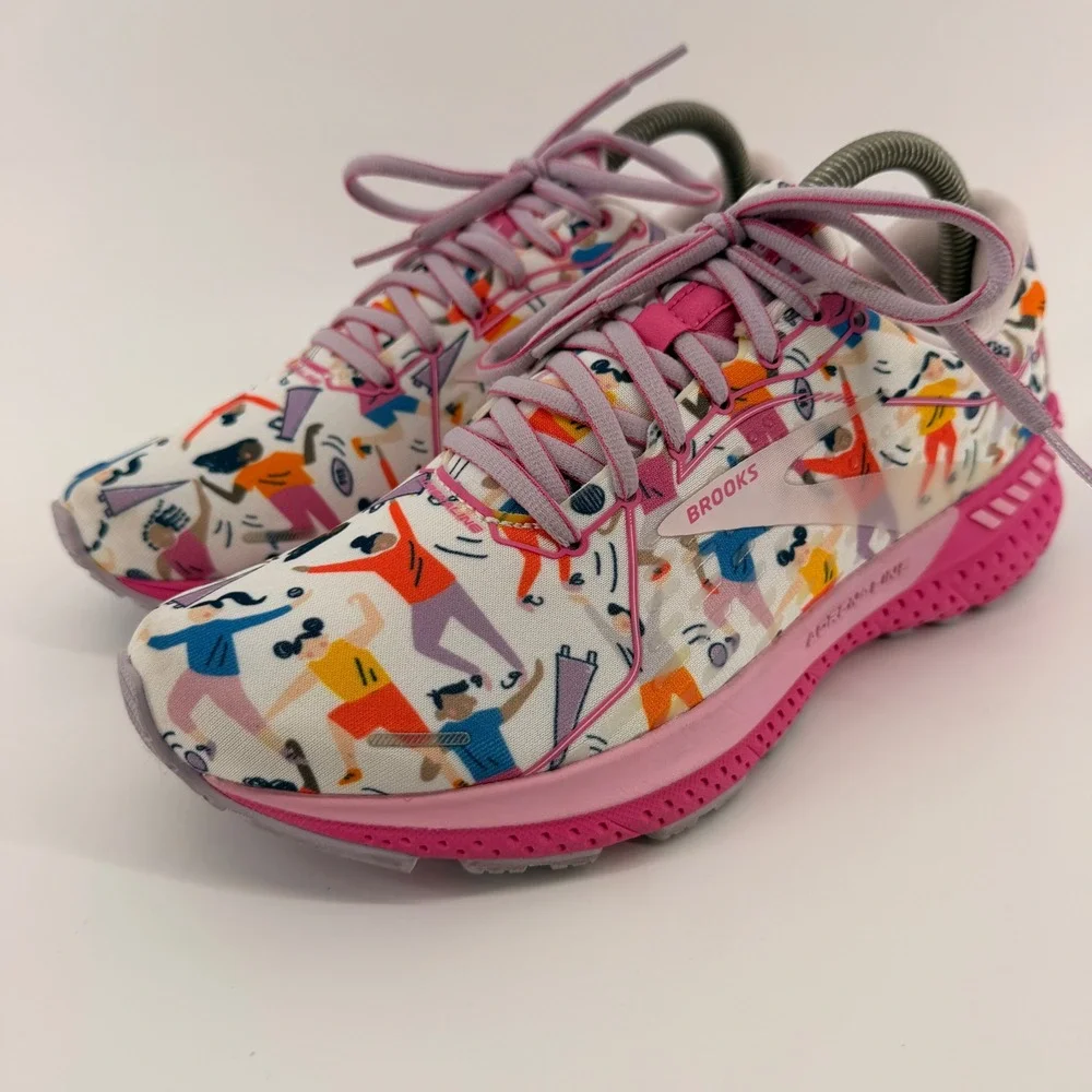 Brooks Adrenaline GTS 21 Women 9 Pink Multi Unity Help Save Youth Sports Shoes - Picture 1 of 8